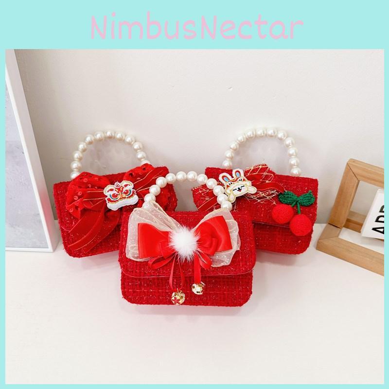 Delightful Red Lace Handbag For Girls Fun Everyday Use Small Purse For Kids