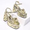 Fashion Black Punk Platform High - Heel Sandals | Pearl, Rhinestone & Rivet - Decorated Edgy Style