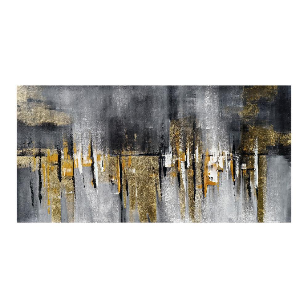 

Черная и золотая расписная картина на холсте, современный абстрактный настенный декор, роскошная настенная картина для декора стены над диваном в гостиной 50x100cm NoFrame