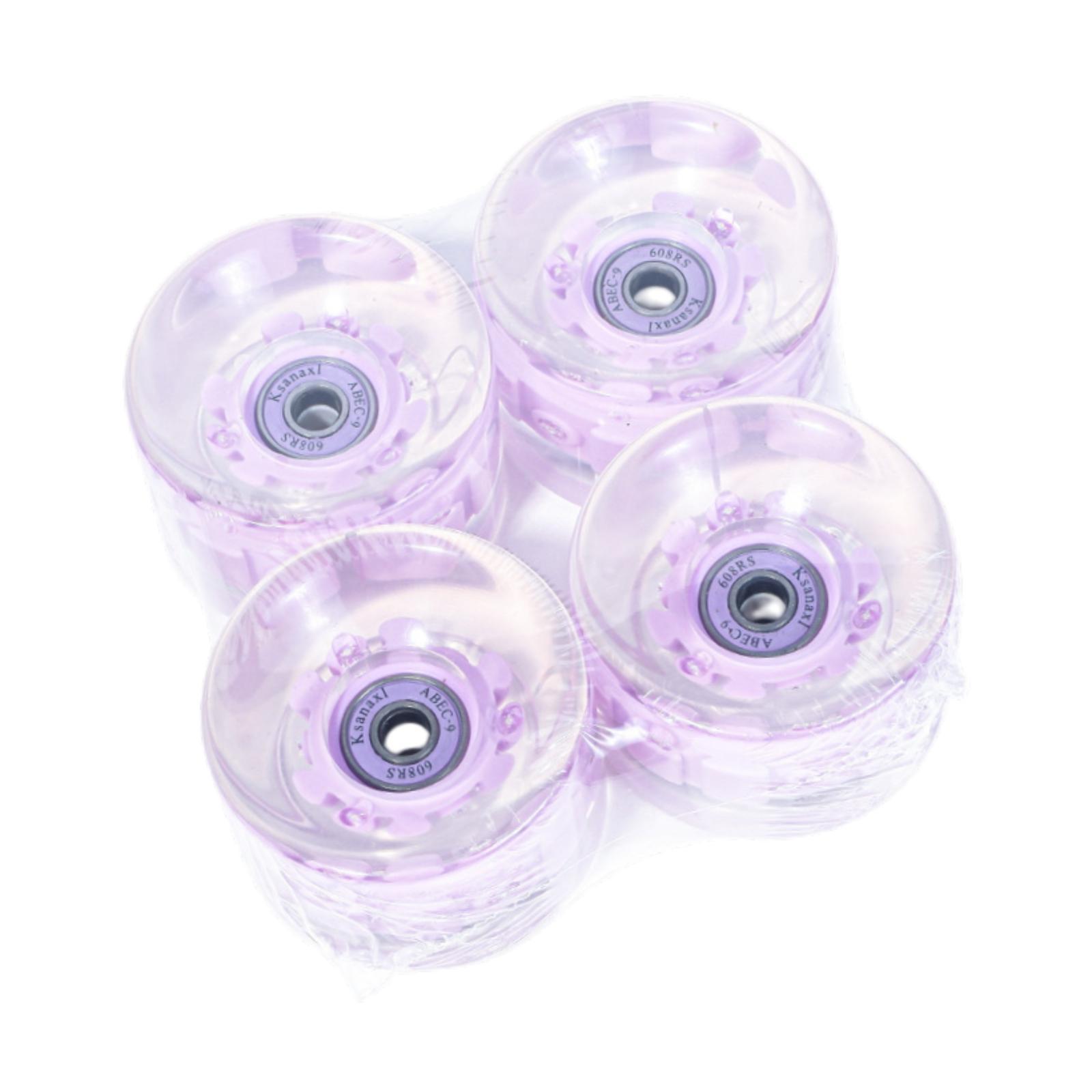 4 Pieces Skateboard Wheels Wear Resistant Transparent PU Replacement фиолетовый