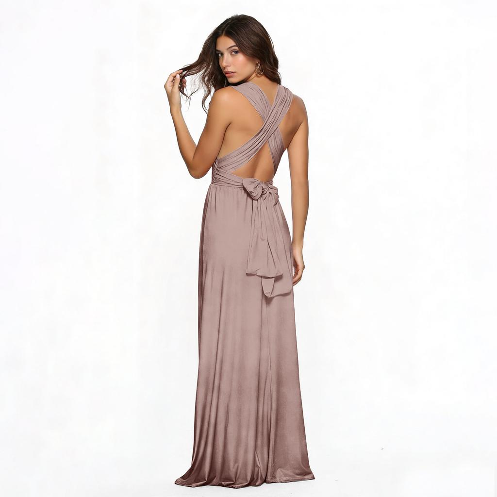 Women's Versatile Multi-Strap Cross-Back Sexy Bandage Dress Long Gown
