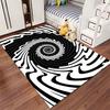 Modern Black and White Swirl Pattern Carpet for Living Room Decor Suitable for use as an anti-slip for living room bedroom sofas