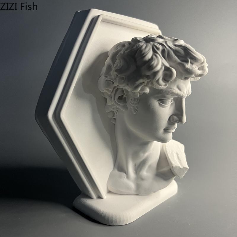 David Figuren Gipsstatue Handwerk Schreibtischdekoration Ornamente Kreative Kunstwerke David Charakter Skulptur Raum Ästhetische Dekoration