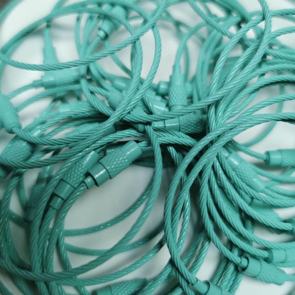 20PCS color paint wire rope 25 colors manufacturer wholesale key ring chain DIY tag cartoon key lanyard accessories
