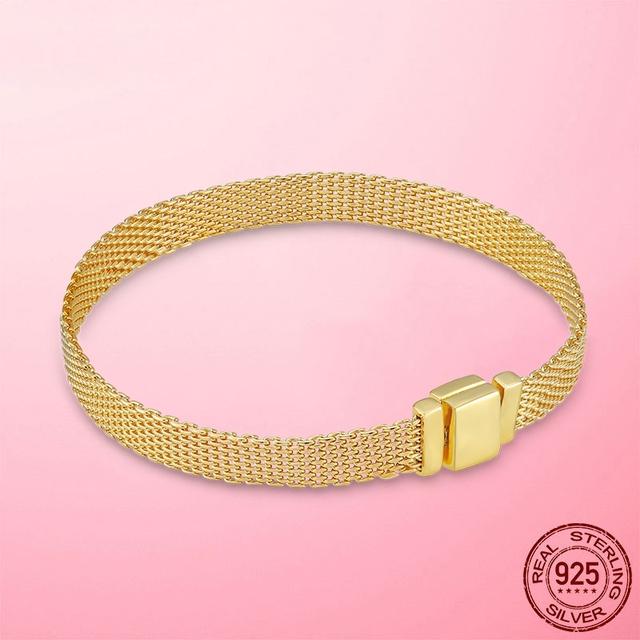 Armbånd 925 Sølv & Rosegull Kubisk Zirkonia Lås Refleksjon Armbånd for Kvinner Armbånd Sølvsmykker