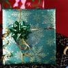 1 Roll Elegant Green & Golden Snowflake & Pine Leaf Wrapping Paper - Large Luxury Winter Gift Wrap Roll for Christmas