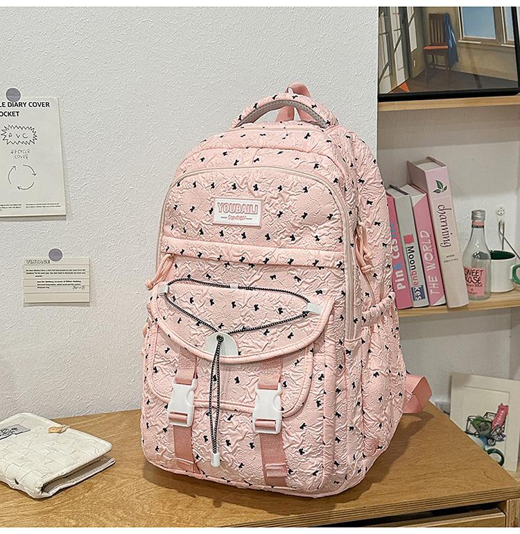 Schoolbag High-value Schoolbag Female Korean Version Japanese Versatile Polka Dot Printed Backpack Junior High School High School College Student 
