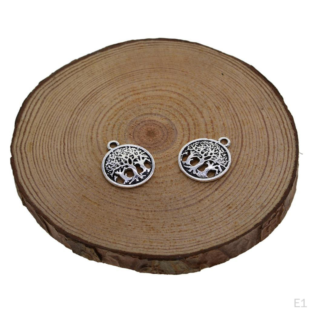 50pcs Tree Of Life Silver Charms For Jewelry Making Yoga Bracelets