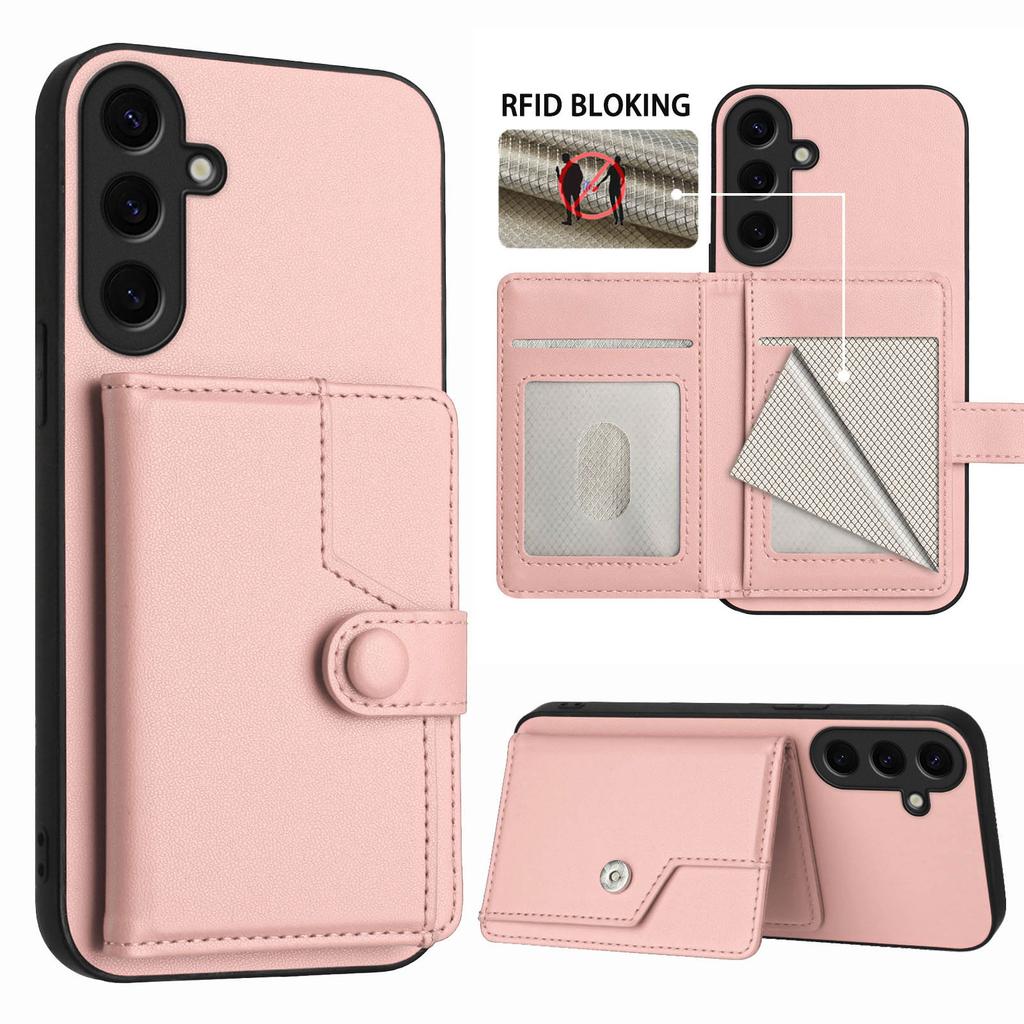 For Samsung Galaxy S24+ Case RFID Blocking Card Holder Kickstand TPU + PU Leather Phone Back Cover