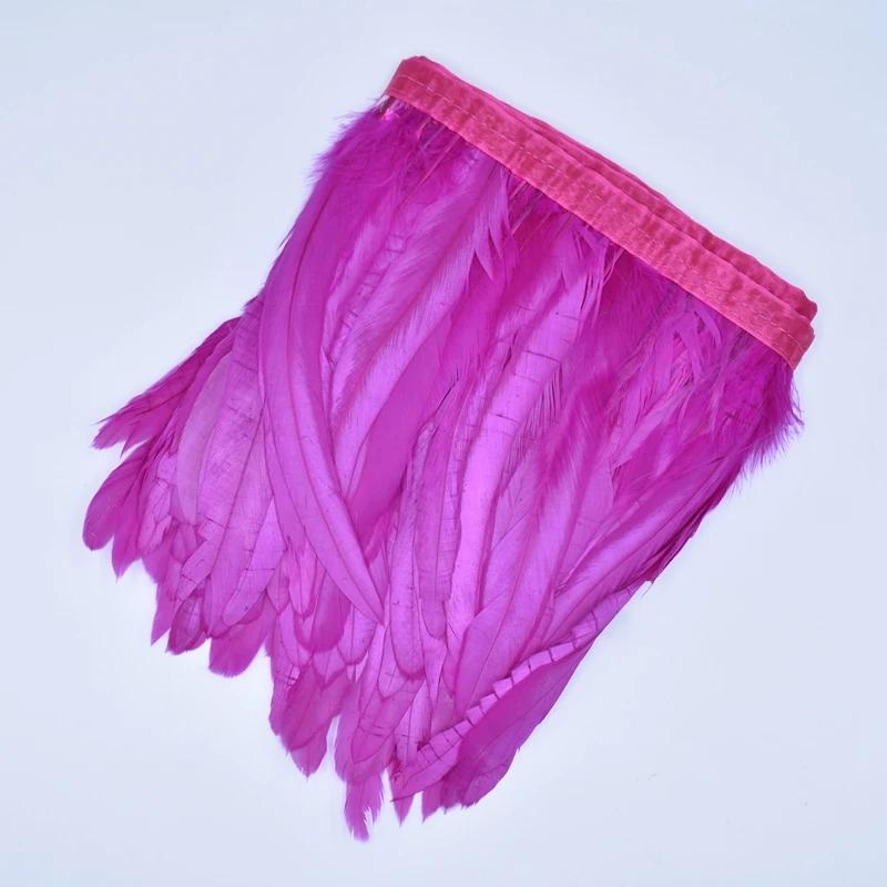 2Meters Rooster Feathers on Tape Trim Tassel Fringe Ribbon White Black Cock Pheasant Chicken Feather Costume Clothing Decoration