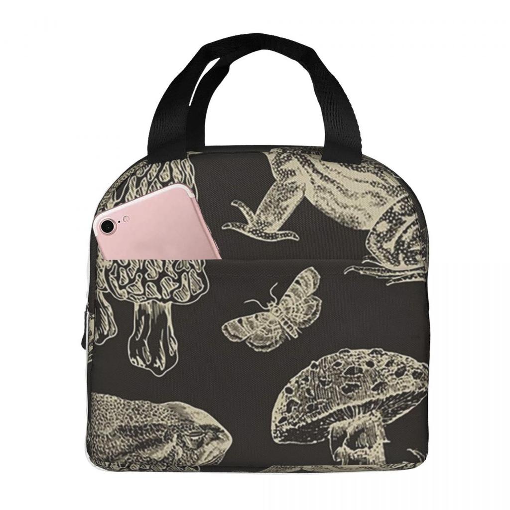 Frosch, Pilz, Schnecke und Motte Insekten Isolierte Lunchtasche für Damen Büro Kühltasche Thermische Lebensmittelbox Tragbare Lunchboxen