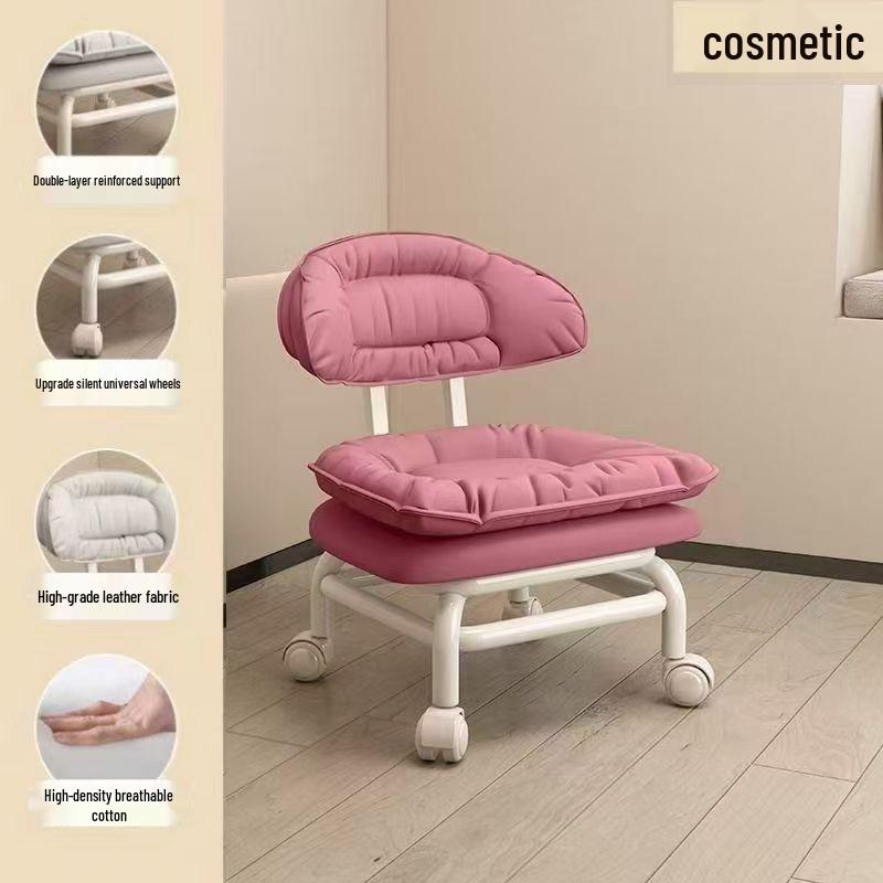 Multi-Functional Soft Padded Chair with Casters: Universal Sofa Chair, Small Stool, and Shoe Changing Seat.
