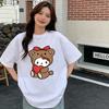 2026 Summer Hello Kitty Cartoon Printed Short Sleeve Pure Cotton Tshirt Womens Family Matching Outfits Classic Fashion Tee Top