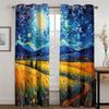 Pastoral Life Landscape Decorative Curtains Oil Painting Style 2 Piece Set Living Room Bedroom Office Window Decorative Curtains