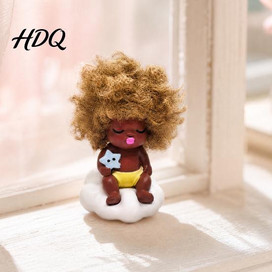 Reliable Companion Toy Mini Doll Figurine Small Resin Little Baby Desktop Warm Appearance Ornament for Car Dashboard Home Office Desk Shelf Decor