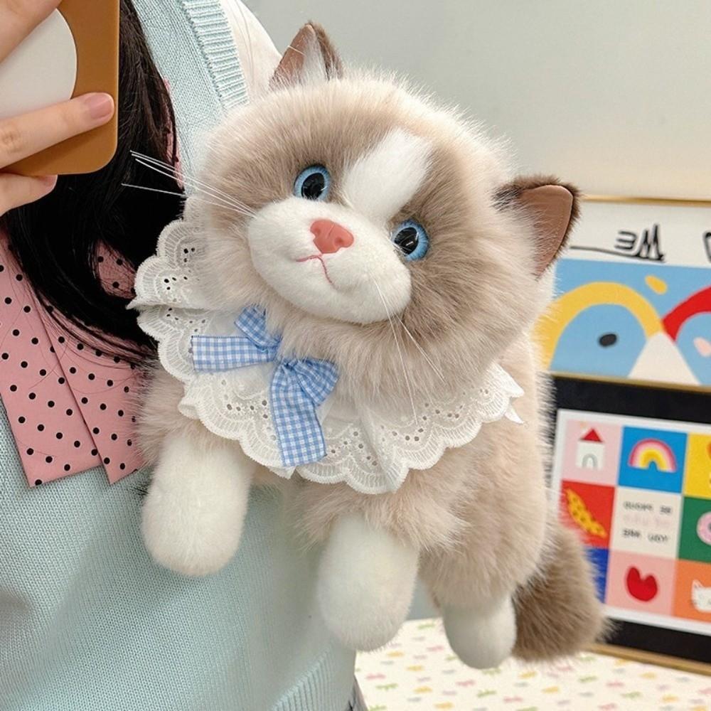 Fluffy Ragdoll Cat Plush Doll Voiced Simulated Kitten Model New Realistic Cat Doll  Kids