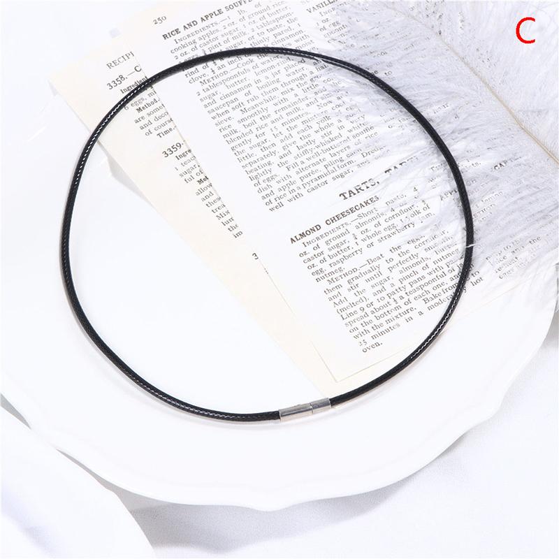 3-milimetrowy czarny skórzany sznur woskowany sznur sznurkowy z obrotową klamrą ze stali nierdzewnej