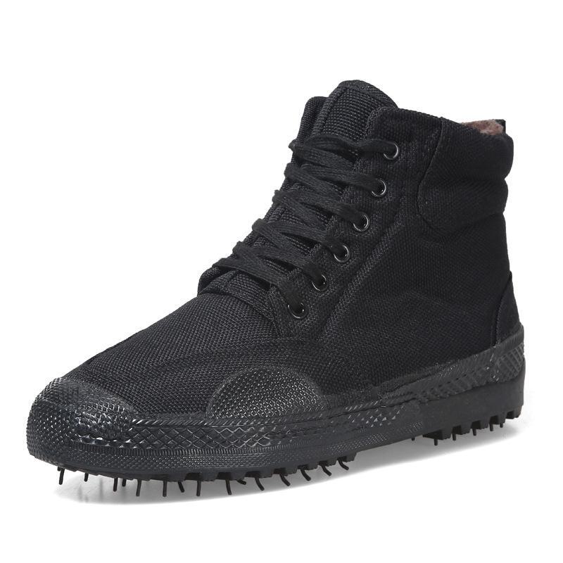 Men's Winter High-Top Canvas Boots with Velvet Lining - Warm, Durable, Cold-Proof Work Shoes