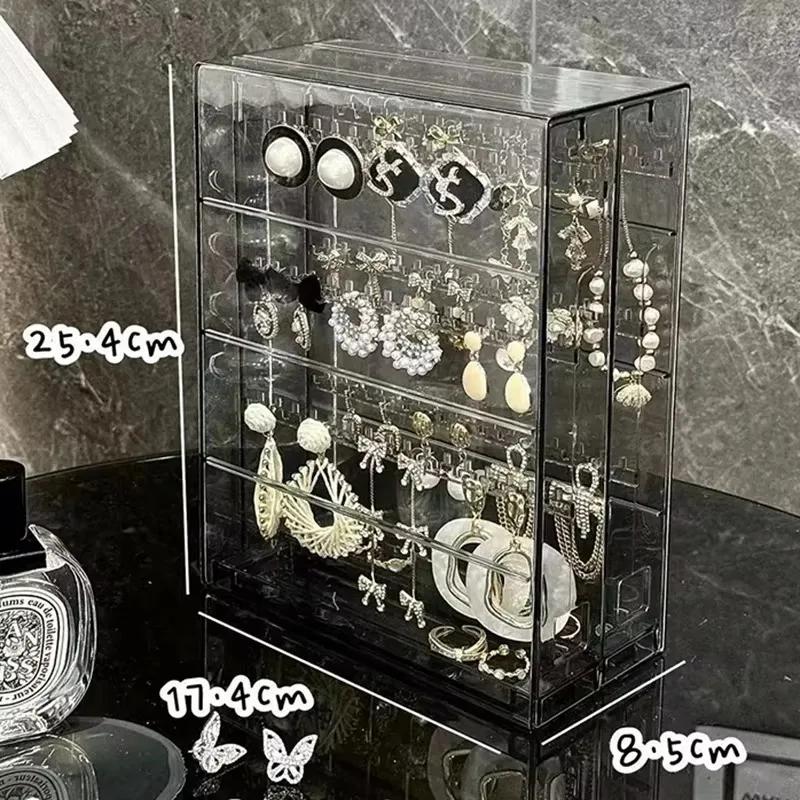Women Jewelry Storage Box Rings Holder Necklace Earring Organizer Display Stand Large Container Transparent Dustproof Boxes Gift