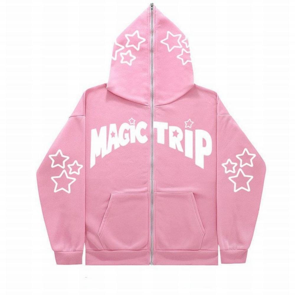 Buchstabe Stern Kapuzenpullover mit Reißverschluss bis oben Trendige Jacke Personalisierte Herrenbekleidung