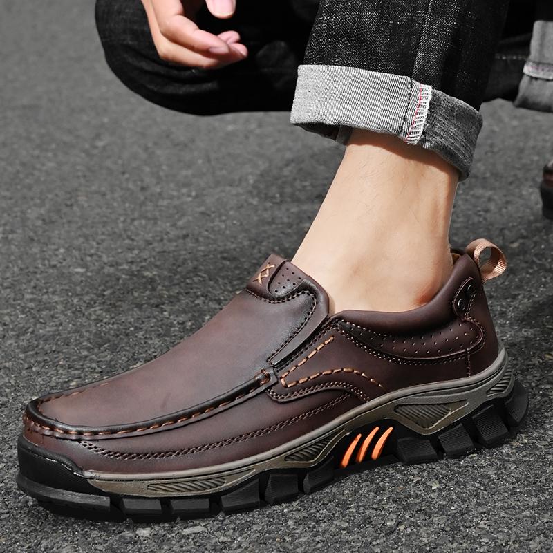 Fashion High Quality Men Casual Leather Office Loafers Outdoor Non Slip Walking Flats Business Shoe Classic Work Office Driving Sneakers