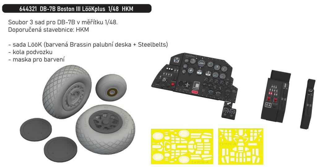 Eduard 1/48 Scale LookPlus DB-7B Boston III Instrument Panel with Parts Set (for HK Models) Plastic Model Parts EDU644321 (Airplane)