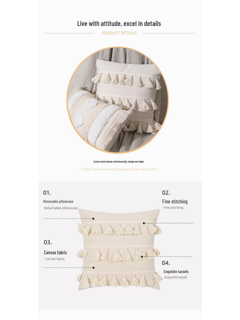 Nordic Moroccan Tufted Sofa Throw Pillow Cushion for Home Decor