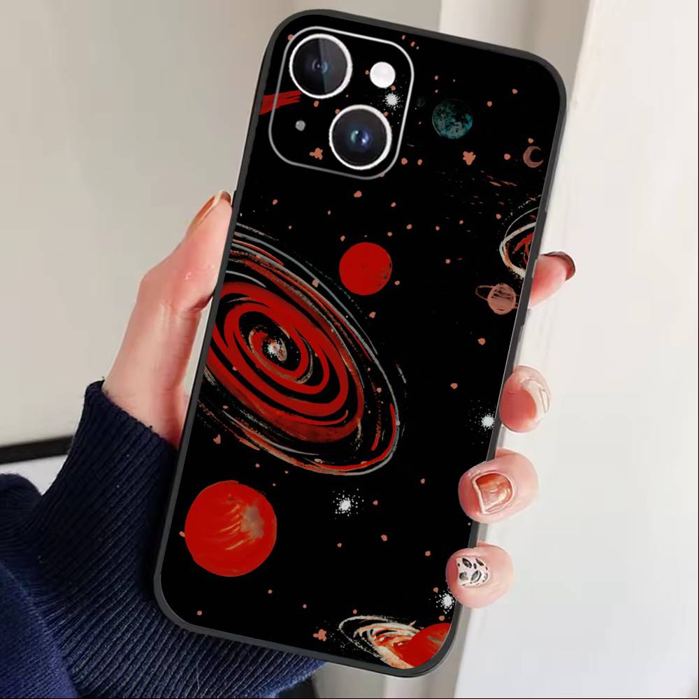 Y2k INS Graffiti Phone Case For iPhone17,16,15,14,13,12 Plus,Max Soft Silicone Black Cover