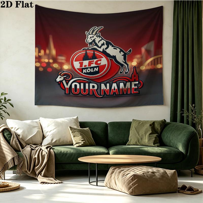 Custom Name 1.FC Köln Printed Tapestry – Wall Hanging for Bedrooms, Dorms, and Home Decor