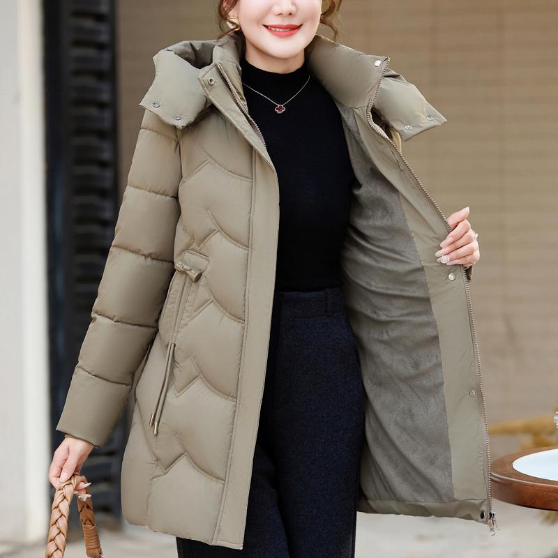 Paltoane de iarnă pentru femei cu glugă, casual, groase, călduroase, căptușite cu lână, parka lungă, jachete pentru femei