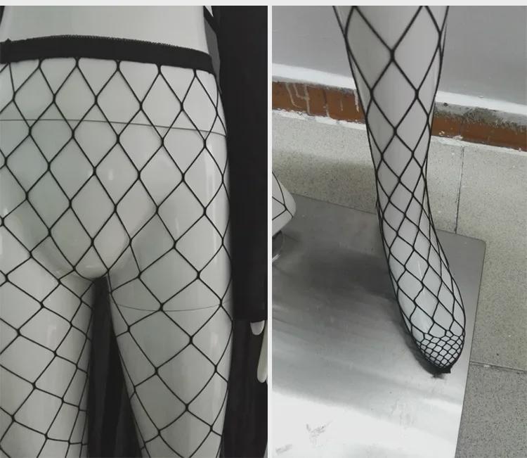 2024 Early Spring European & American Internet Celebrity Casual Ripped Denim Pants with Fishnet Stockings for Women.