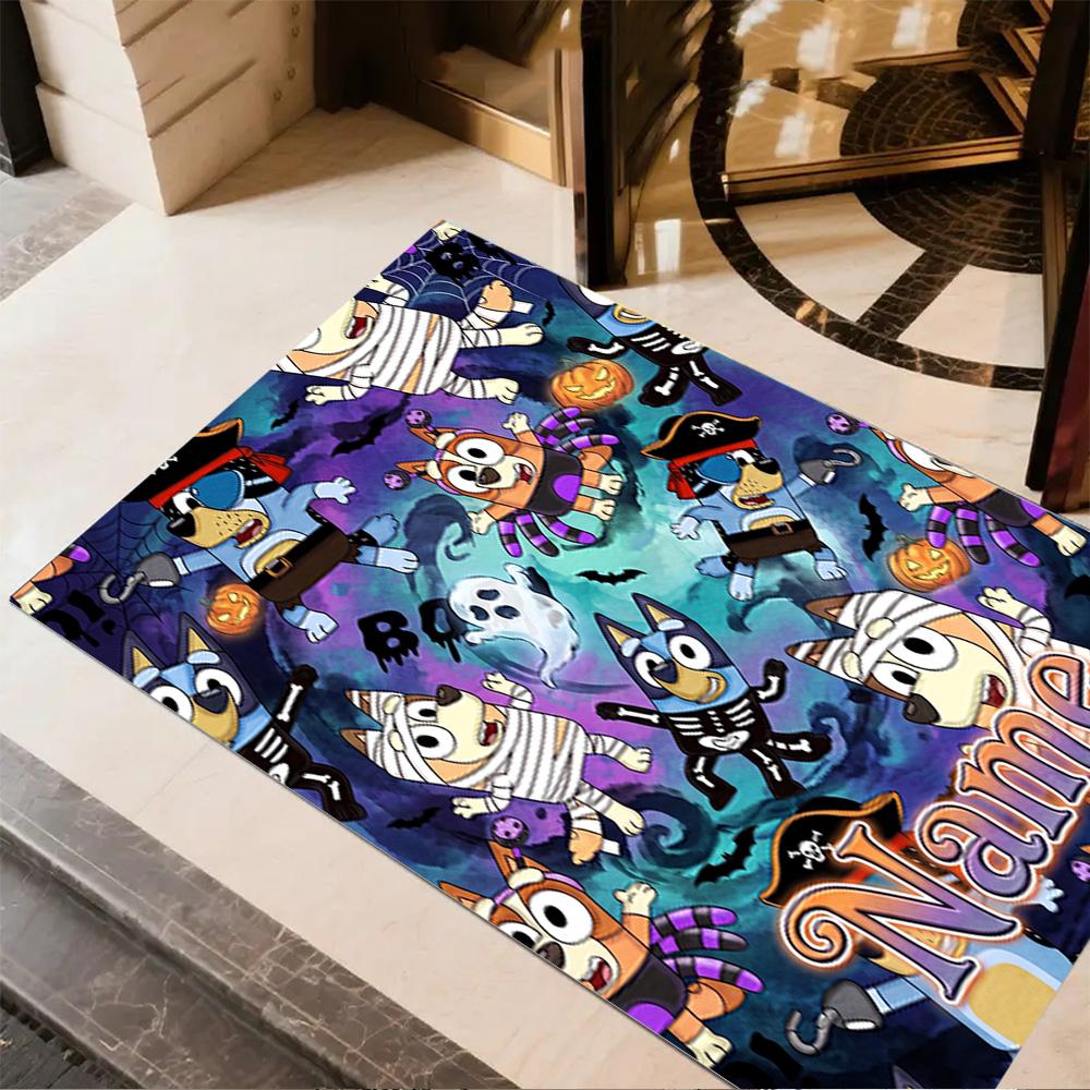 Blue Dogs Soccer Fun Customizable Name Area Rug Perfect for Kitchen Foyer Hallway Entryway Antislip Carpet Decorate Offices Spiritual Gift