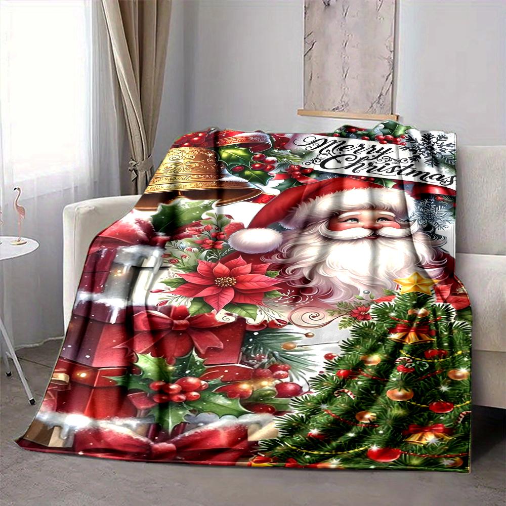 1Pc Christmas Holiday Icons Set Blanket Soft And Comfortable Casual Warm Camping Travel Christmas Halloween Gift M91740