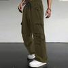 Men's Loose Casual Multi-pocket Work Pants, Youth Stretch Waist Drawstring  Pants