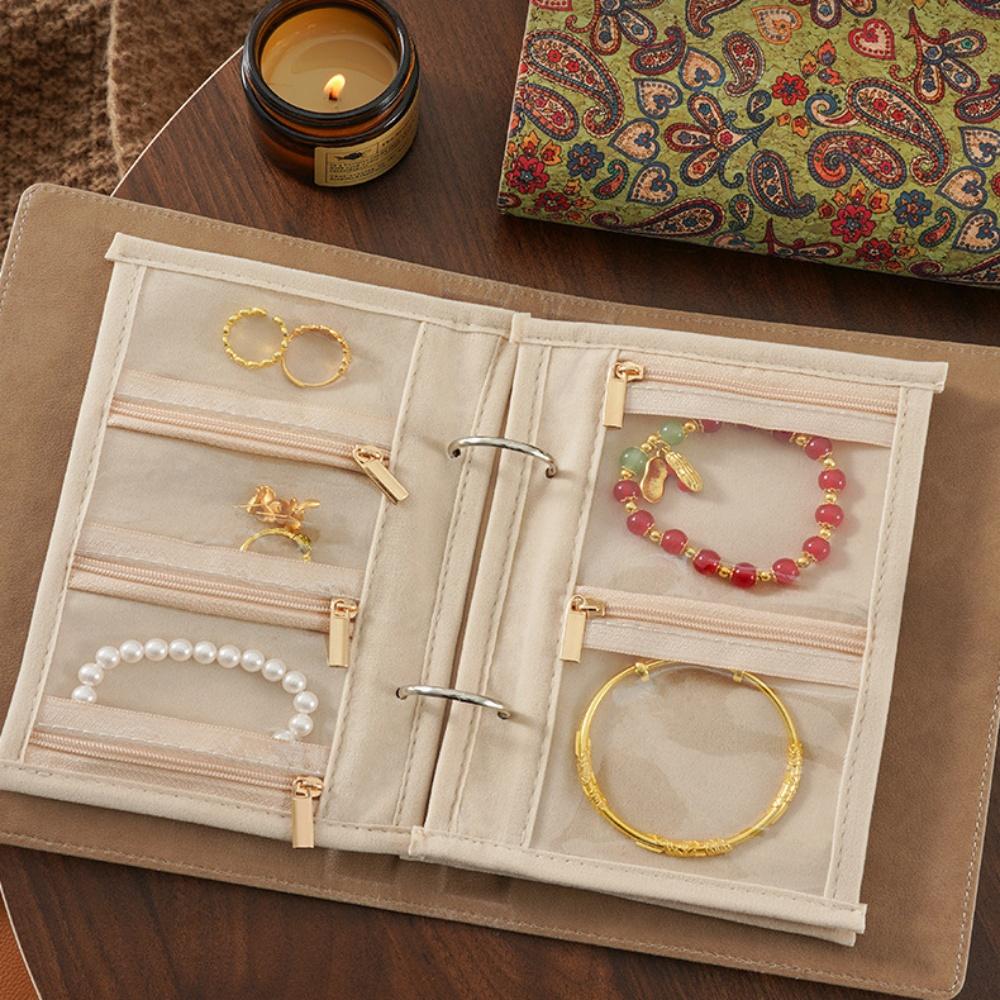 Organisateur de bijoux en forme de livre Sac à bijoux de voyage élégant Rangement en cuir PU Poches zippées en cuir PU Classeur Pour usage domestique Sac à main
