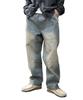 WEGO Easy Double Knee Lightly Finished Denim Men's Pants, Medium,