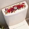 Autocollant pour abattant de WC Fleurs Autocollant Mural de Salle de Bain Adhésif DIY Imperméable Décalcomanies Florales pour Abattant de WC Décoration de Chasse d'Eau de Salle de Bain
