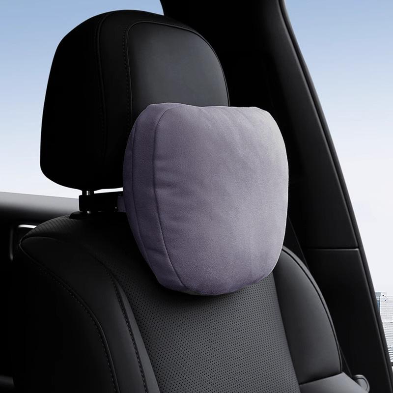 1Pcs Universal Car Head Support Adjustable Suede Car Headrest with Lumbar Support Soft Neck Pillow for Driving Comfort