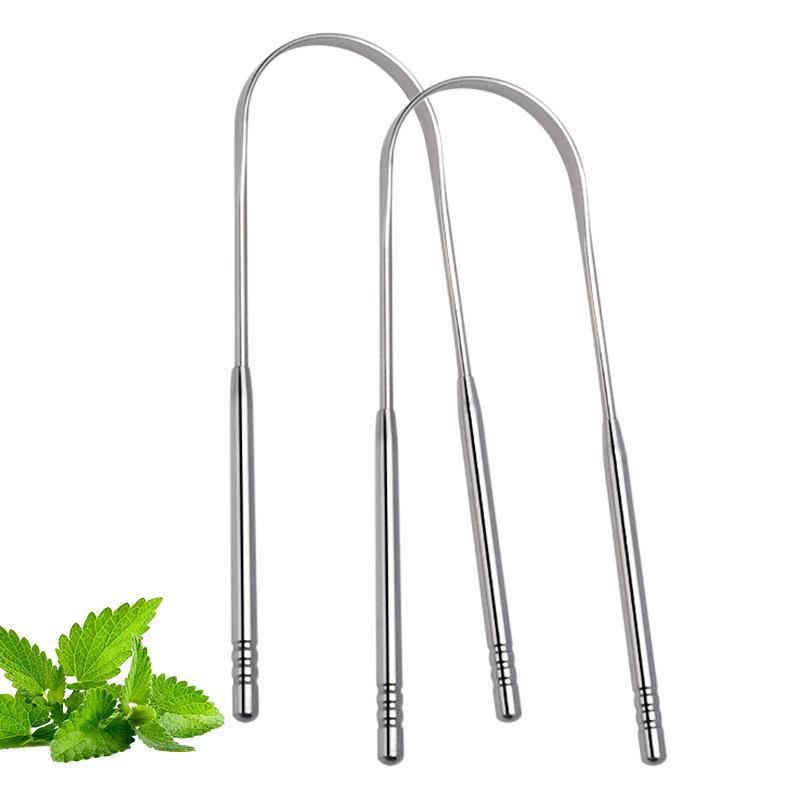 Stainless Steel Tongue Scraper & Cleaner Set for Fresh Breath and Oral Care