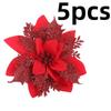 10/5pcs Sparking Christmas Flowers Artificial Plastic Xmas Tree Flower Ornament 5.5inch DIY Home Crafting Holiday Decoration