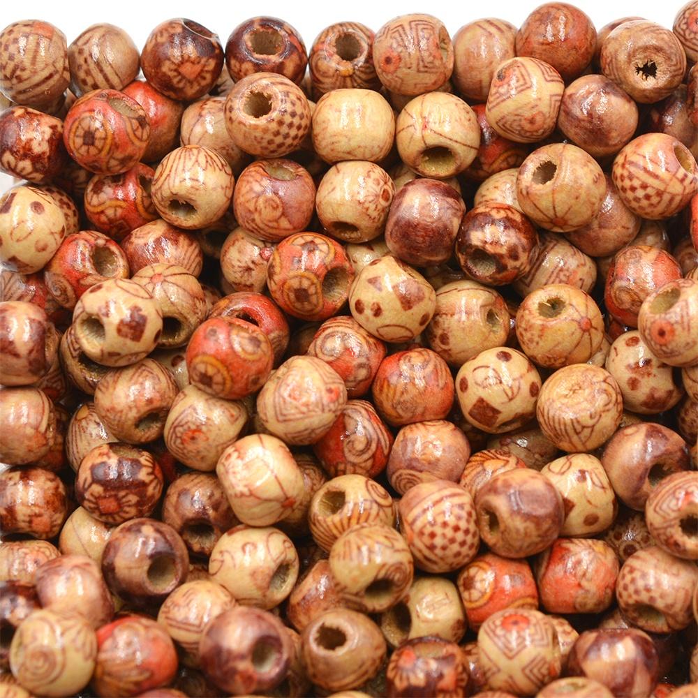 Dažyti mediniai karoliukai, atsitiktinai sumaišyti, didelės skylės karoliukai 10/12/17mm, ekologiški, pasidaryk pats mediniai apvalūs birūs karoliukai papuošalų gamybai, rankų darbo aksesuarai