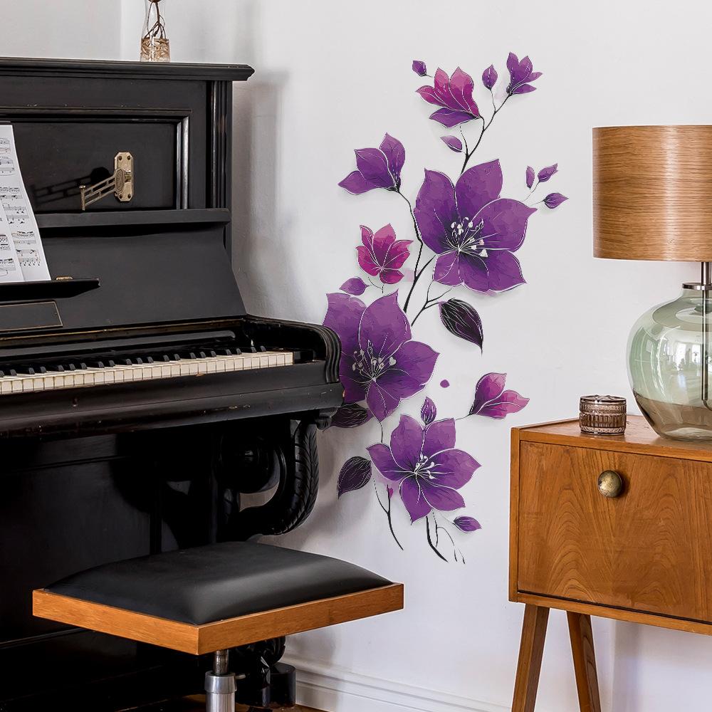 Kreative Retro Lila Ranke Badezimmer Dekoration und Verschönerungsaufkleber