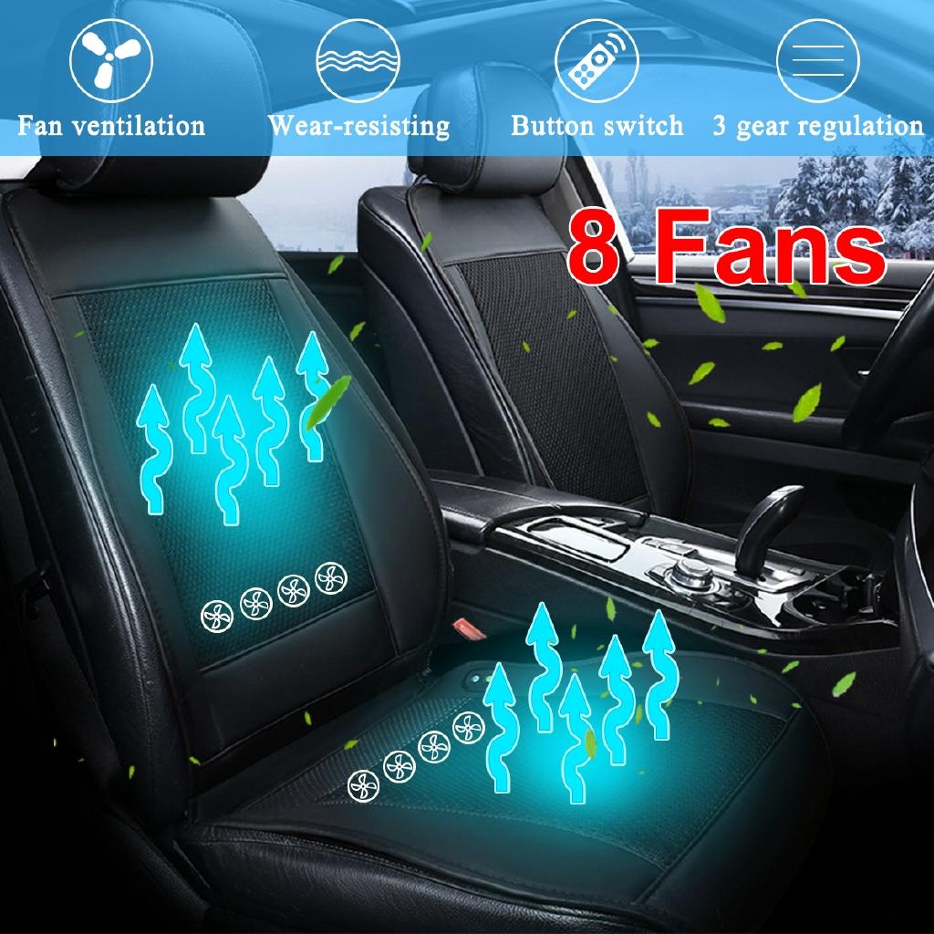 Built-in Fan Cooling Car Seat Cushion Cover Air Ventilated Fan Conditioned Cooler Pad 3 Speeds Car Seat Cushion Cover 12V