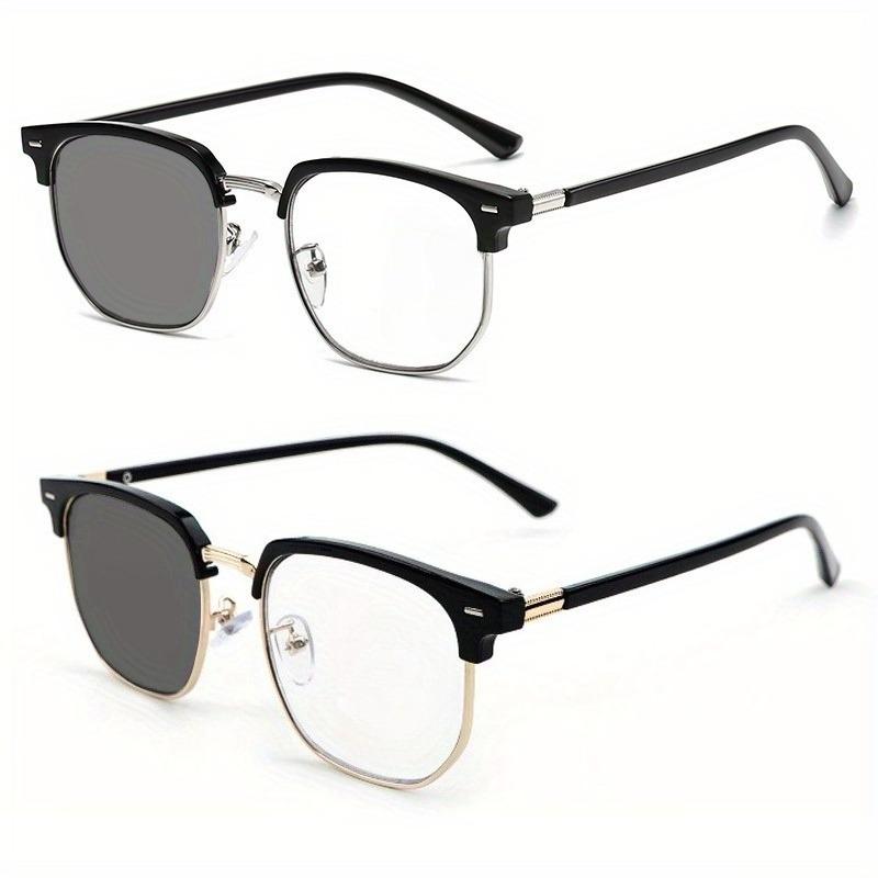 2PCS Anti Blue Light Pochromic Glasses Suitable for Computers Driving and Daily Wear Y2K Fashion Glasses for Both Men Women