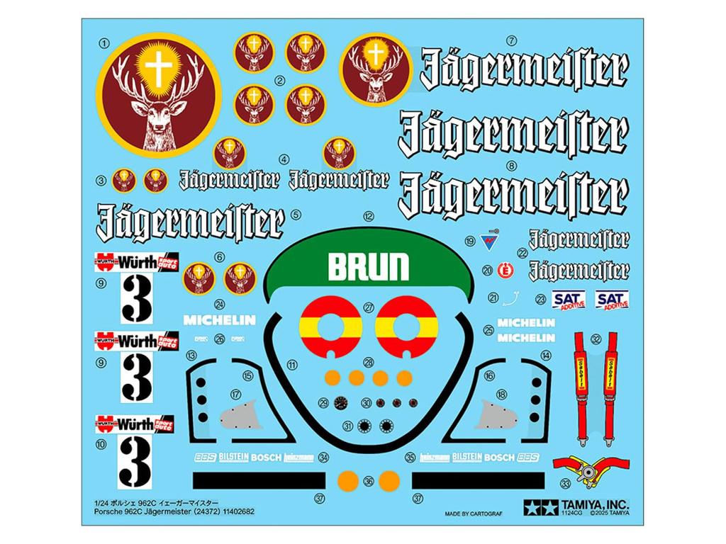 Tamiya 1/24 Scale Special Sale Sports Car Series No. 372 Porsche 962C Jägermeister Plastic Model Kit 24372 (Automobile)