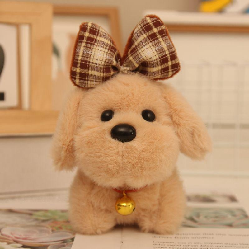 Cute Bow Dog Plush Toys Cartoon Kawaii New Bag Pendants Bell Dog Dolls as Birthday and Festival Gifts for Children