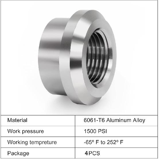 Aluminum 3/8" NPT Female Weld on Bung Weldable Fitting 4PCS