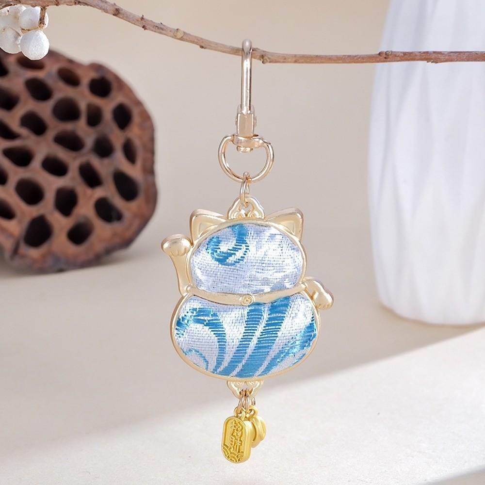 Metal Little Cat Small Keychain Double-sided Retro Lucky Keychain Lucky Cat Keychain Bag Pendant
