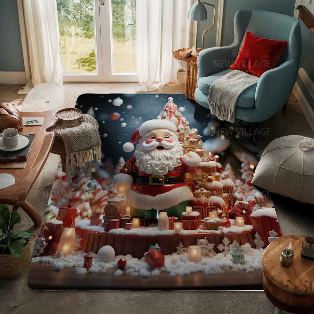 House Entrance Carpet Home Door Mat Living Room Bath Foot Bathroom Non-slip Water Absorption Rugs Bath Merry Christmas Winter