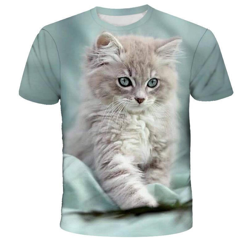 Animal Cat 3D Digital Printed Short Sleeved Casual Loose T-shirt for Men Women Shirt